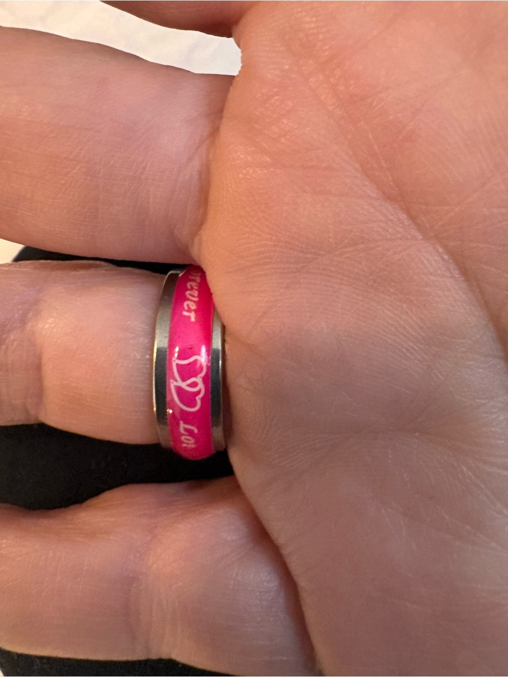 Pink Forever Love size 9  Stainless Steel Women’s Ring